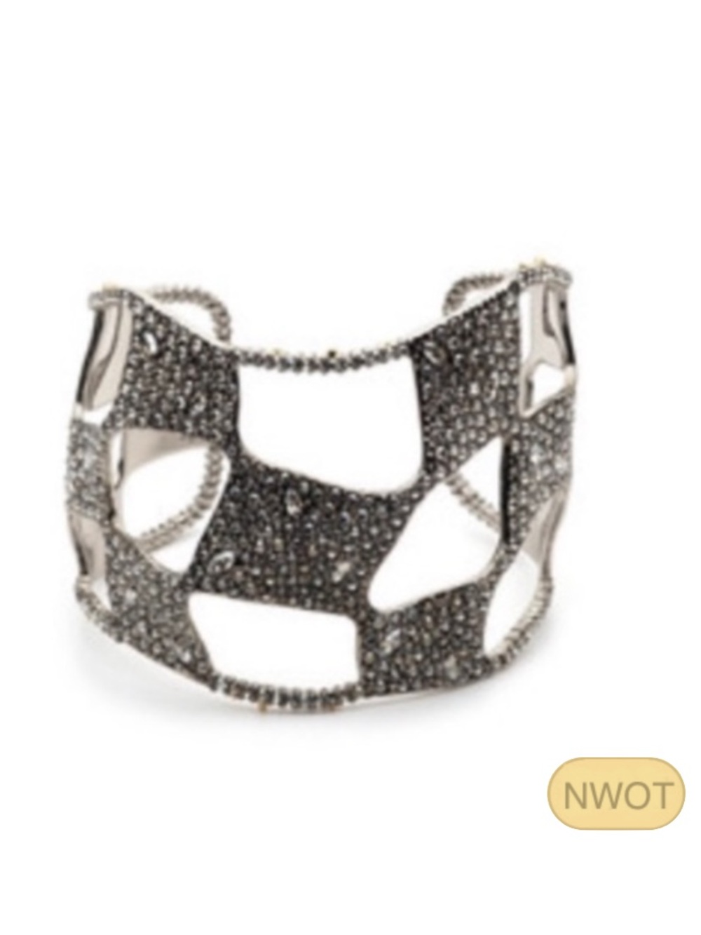 ALEXIS BITTAR NEW Black Noire Modern Dark Alchemy Checkerboard Cuff Bracelet